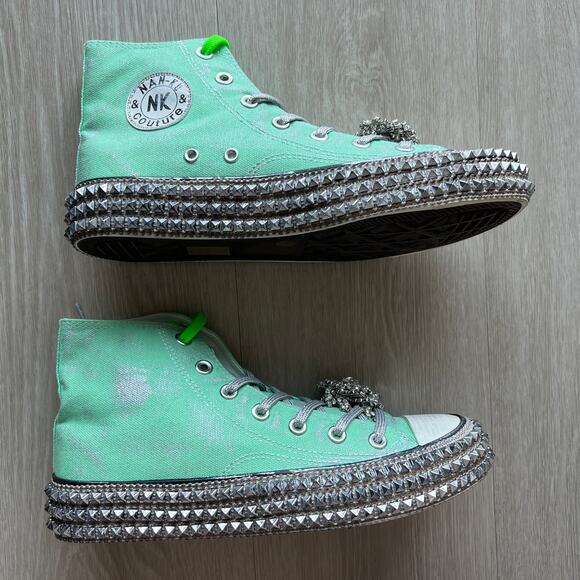 Nan-ku x Free People Cruise Studded Hi-Top Sneaker 39 US 9 Spring Mint Green NEW - Picture 3 of 12